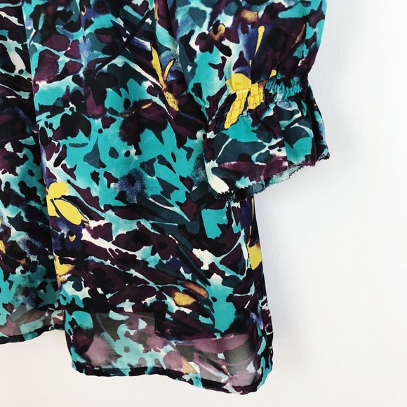LOFT | blue purple floral tunic blouse - Picture 6 of 8